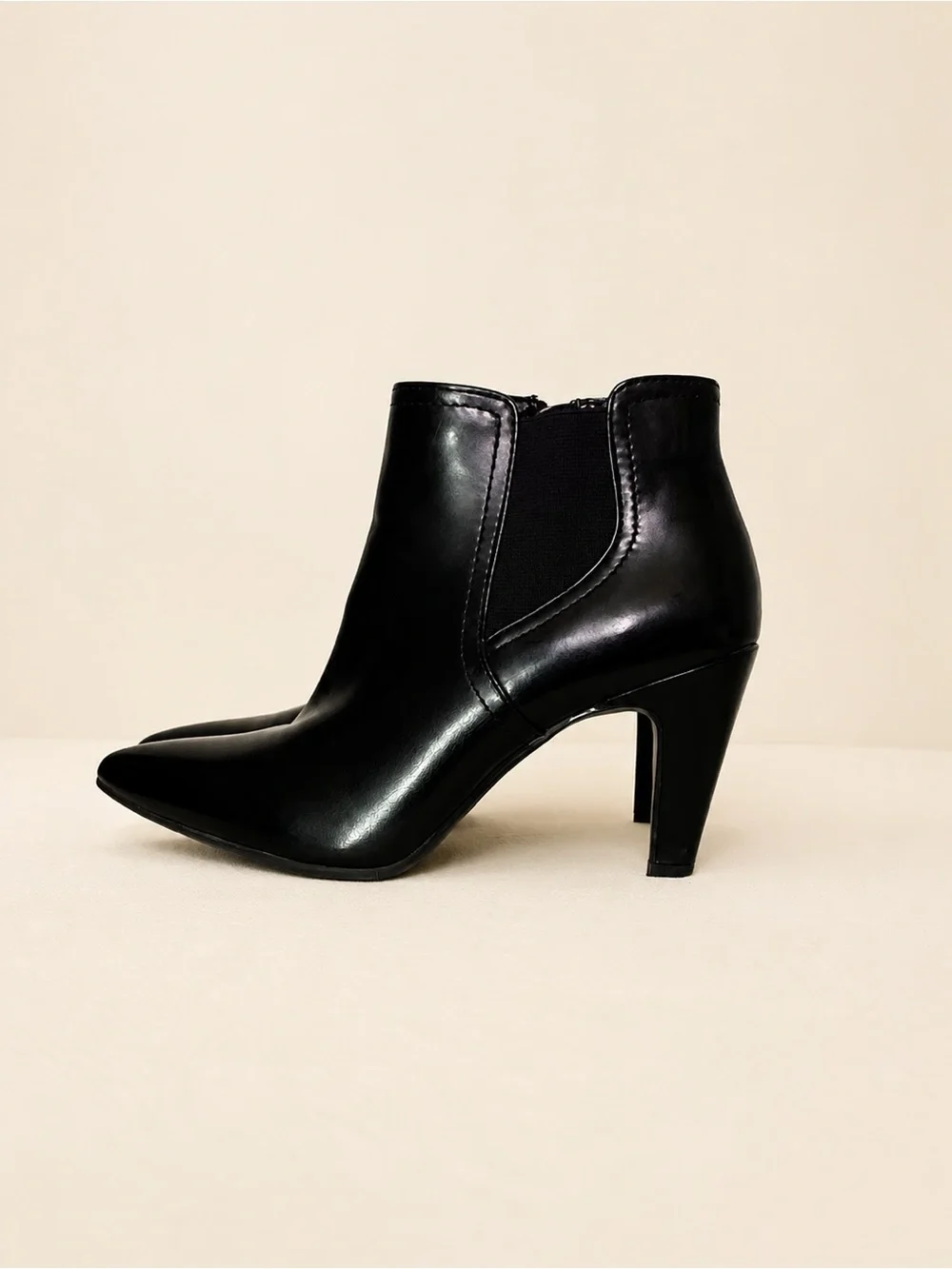 Bandolino Black Patent Pointed-Toe Ankle Boot with 3” Heel | 7.5